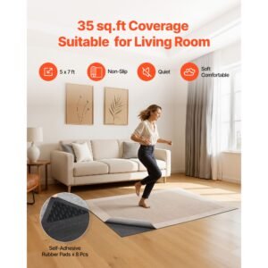 rug pad 5 x 7 ft, non slip carpet area pad, rug mat padding with dual surface felt cushion & rubber gripper, hardwood floor protection for all floors, finishes, keeps carpets in place