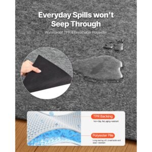 rug pad 5 x 7 ft, non slip carpet area pad, rug mat padding with dual surface felt cushion & rubber gripper, hardwood floor protection for all floors, finishes, keeps carpets in place