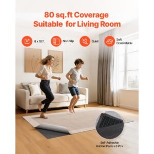 rug pad 8 x 10 ft, non slip carpet area pad, rug mat padding with dual surface felt cushion & rubber gripper, hardwood floor protection for all floors, finishes, keeps carpets in place