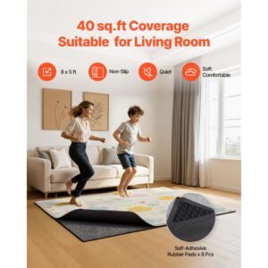 rug pad 8 x 5 ft, non slip carpet area pad, rug mat padding with dual surface felt cushion & rubber gripper, hardwood floor protection for all floors, finishes, keeps carpets in place