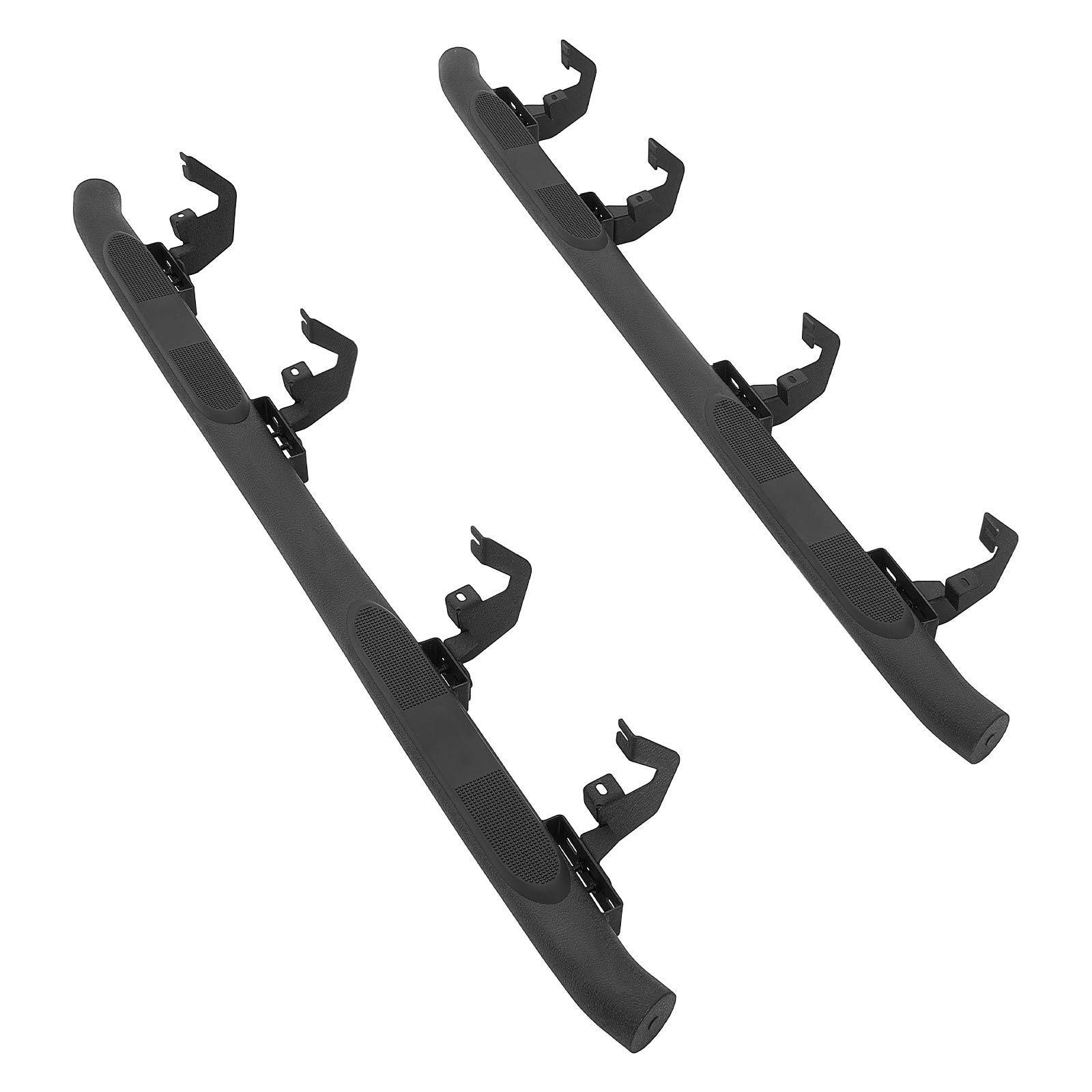 running boards, 3 inches side steps compatible with 2019 2025 chevy gmc 1500/2500hd/3500hd crew cab, black carbon steel nerf bars, 550 lbs load capacity, non slip surface with rustproof coating