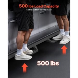 running boards, 4 inches side steps compatible with 2019 2025 chevy gmc 1500/2500hd/3500hd crew cab, black carbon steel nerf bars, 550 lbs load capacity, non slip surface with rustproof coating