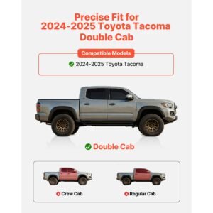 running boards, 4 inches side steps compatible with 2024 2025 toyota tacoma double cab, black carbon steel nerf bars, 550 lbs load capacity, wide non slip hollow surface with rustproof coating