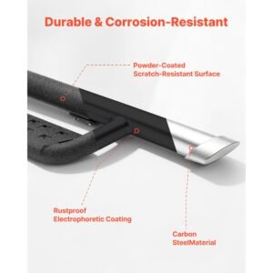 running boards, 4 inches side steps compatible with 2024 2025 toyota tacoma double cab, black carbon steel nerf bars, 550 lbs load capacity, wide non slip hollow surface with rustproof coating