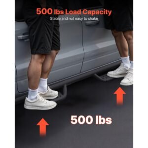 running boards, 4 inches side steps compatible with 2024 2025 toyota tacoma double cab, black carbon steel nerf bars, 550 lbs load capacity, wide non slip hollow surface with rustproof coating