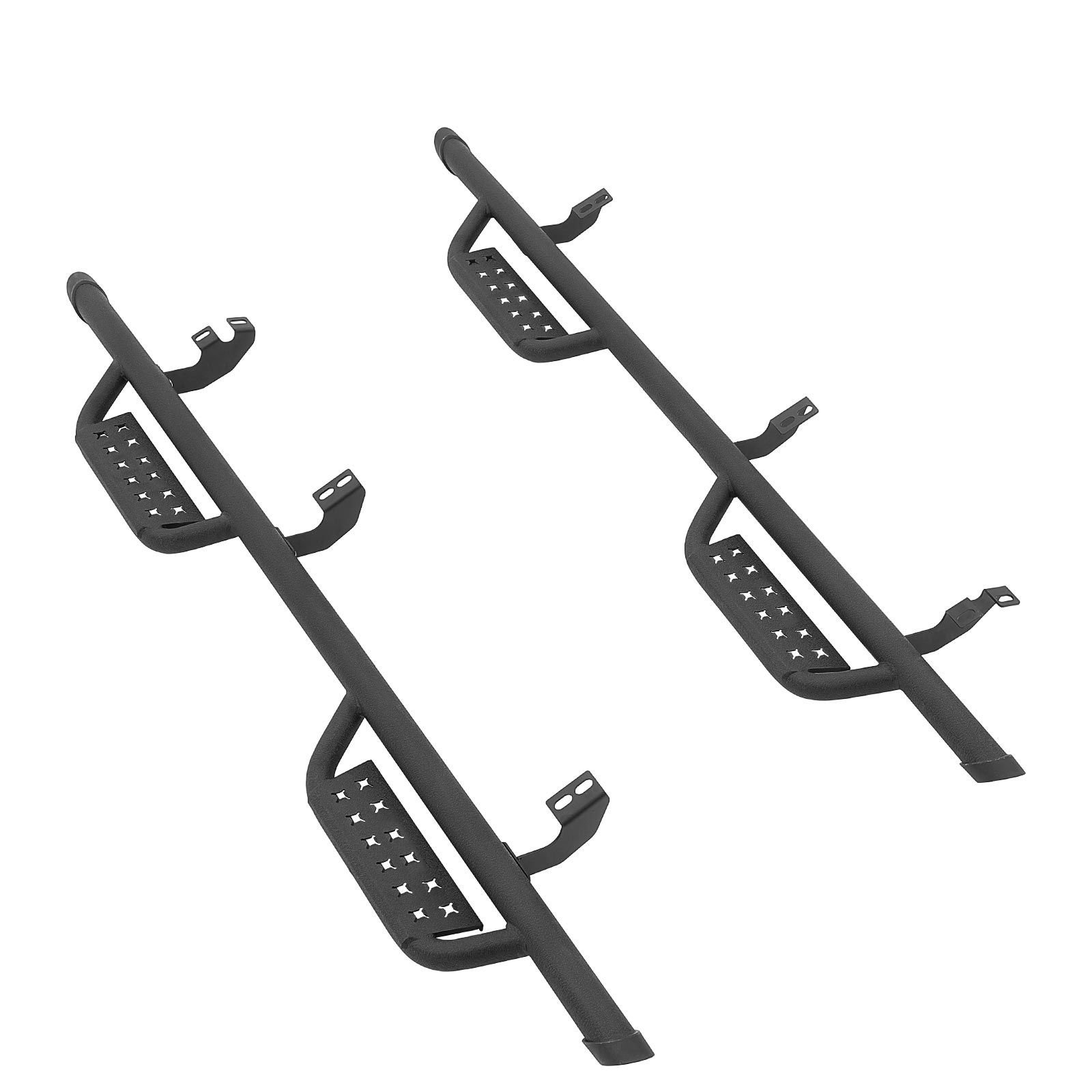 running boards, 4 inches side steps compatible with 2024 2025 toyota tacoma double cab, black carbon steel nerf bars, 550 lbs load capacity, wide non slip hollow surface with rustproof coating
