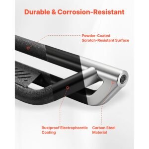 running boards, 6 inches side steps compatible with 2005 2023 toyota tacoma double cab, black carbon steel nerf bars, 550 lbs load capacity, wide non slip hollow surface with rustproof coating