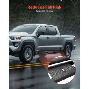 running boards, 6 inches side steps compatible with 2005 2023 toyota tacoma double cab, black carbon steel nerf bars, 550 lbs load capacity, wide non slip hollow surface with rustproof coating
