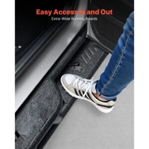 running boards, 6 inches side steps compatible with 2007 2018 jeep wrangler jk 4 door, black carbon steel nerf bars, 550 lbs load capacity, wide non slip hollow surface with rustproof coating