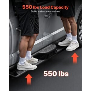 running boards, 6 inches side steps compatible with 2007 2018 jeep wrangler jk 4 door, black carbon steel nerf bars, 550 lbs load capacity, wide non slip hollow surface with rustproof coating