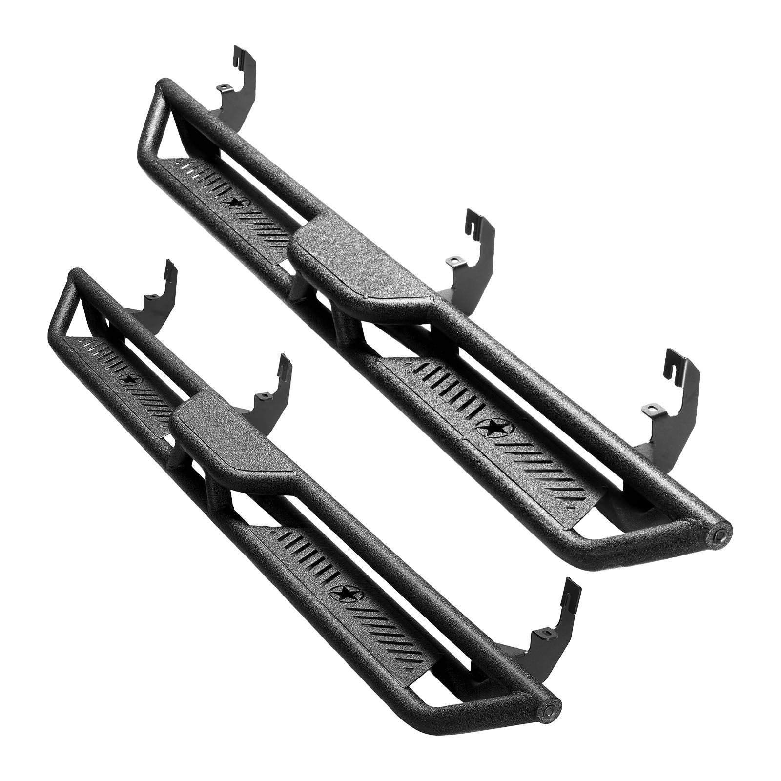 running boards, 6 inches side steps compatible with 2015 2025 chevy colorado/gmc canyon crew cab, black carbon steel nerf bars, 550 lbs load capacity, non slip hollow surface rustproof coating