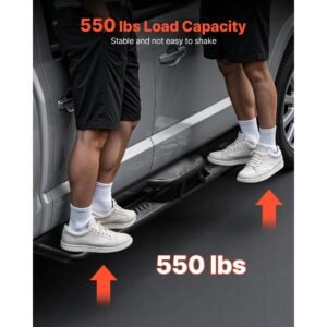 running boards, 6 inches side steps compatible with 2018 2025 jeep wrangler jl 4 door, black carbon steel nerf bars, 550 lbs load capacity, wide non slip hollow surface with rustproof coating