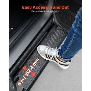running boards, 6 inches side steps compatible with 2019 2025 chevy silverado/gmc sierra 1500 crew cab, 2020 2025 chevy silverado/gmc sierra 2500hd 3500hd crew cab, black carbon steel nerf bars