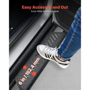 running boards, 6 inches side steps compatible with 2019 2025 dodge ram 1500 crew cab(not fit 2019 2025 1500 classic), black carbon steel nerf bars, 550 lbs load capacity