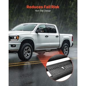 running boards, 6 inches side steps compatible with 2019 2025 dodge ram 1500 crew cab(not fit 2019 2025 1500 classic), black carbon steel nerf bars, 550 lbs load capacity