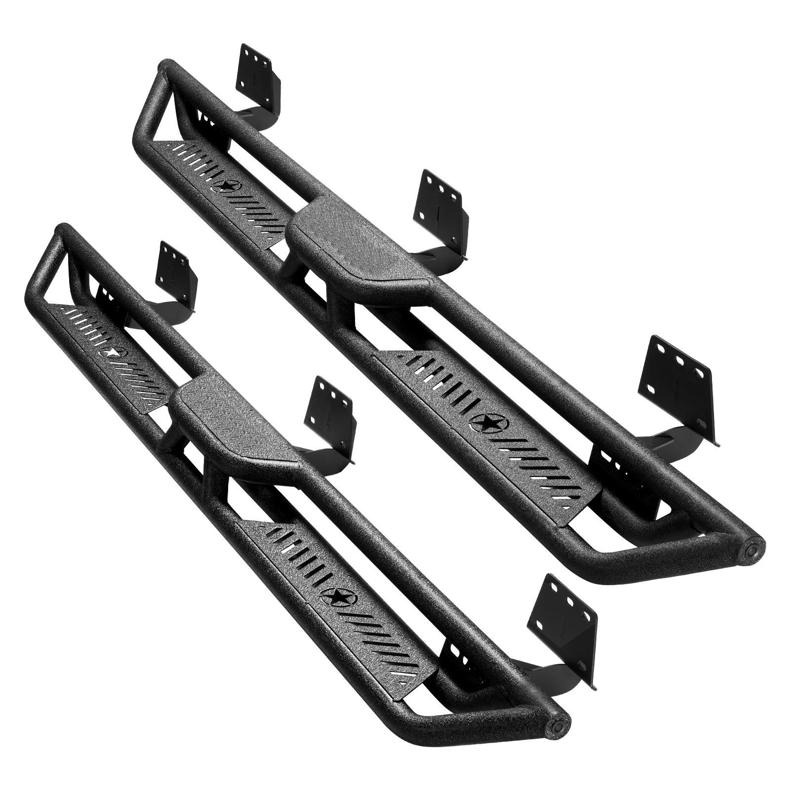 running boards, 6 inches side steps compatible with 2019 2025 dodge ram 1500 crew cab(not fit 2019 2025 1500 classic), black carbon steel nerf bars, 550 lbs load capacity