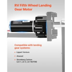 rv 5th wheel landing gear motor, replaces lg 142178, 5500 lbs capacity, 300w rv fifth wheel power landing gear motor compatible with lippert venture, atwood, stromberg carlson systems, black