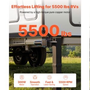 rv 5th wheel landing gear motor, replaces lg 142178, 5500 lbs capacity, 300w rv fifth wheel power landing gear motor compatible with lippert venture, atwood, stromberg carlson systems, black