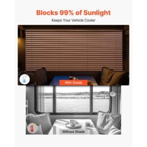 RV Blinds, 62 in x 32 in, RV Pleated Shades, Polyester Fabric, Easy to Clean and Install, Privacy Protection and Sunlight Blocking, for Camper, Travel Trailer, Motorhome Window, Cappuccino