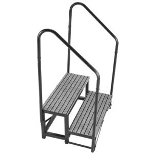 RV Steps with Dual Handrails, 2 Steps, 660 lbs Load Capacity, Heavy Duty Outdoor RV Stairs with Non-Slip Mat for Elderly/Pets, Portable Stairs for Hot Tub, Camper, Mobile Home, Porch, Pool, SPA