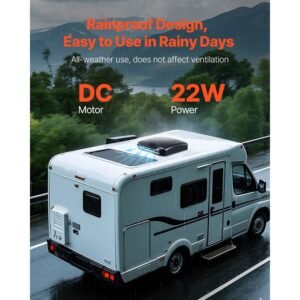 rv vent fan, 14 inch rv roof vent fan 12v, powerful 10 speed reversible fan with remote control, built in rain cover, power top lid,12 inch fan blade,fits 14 x14 inch roof openings