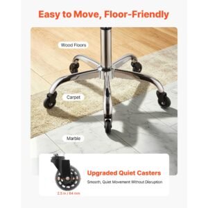 saddle stool with back support, 500 lbs weight capacity, height adjustable, quiet casters, ergonomic pu leather seat, 360° swivel saddle stool rolling chair for salon, spa, bar, medical, black