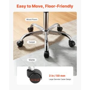 saddle stool with wheels, 500 lbs weight capacity, height adjustable, ergonomic pu leather seat, 360° swivel saddle stool rolling chair for salon, spa, bar, home, medical, and massage, black