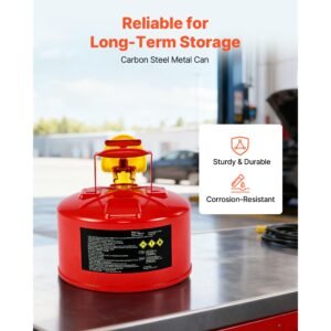 safety gas can, 2.5 gallon type i red safety can for gasoline with stainless steel flame arrester, self closing lid, and pe funnel, carbon steel flammable storage container with ergonomic handle