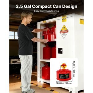 safety gas can, 2.5 gallon type i red safety can for gasoline with stainless steel flame arrester, self closing lid, and pe funnel, carbon steel flammable storage container with ergonomic handle