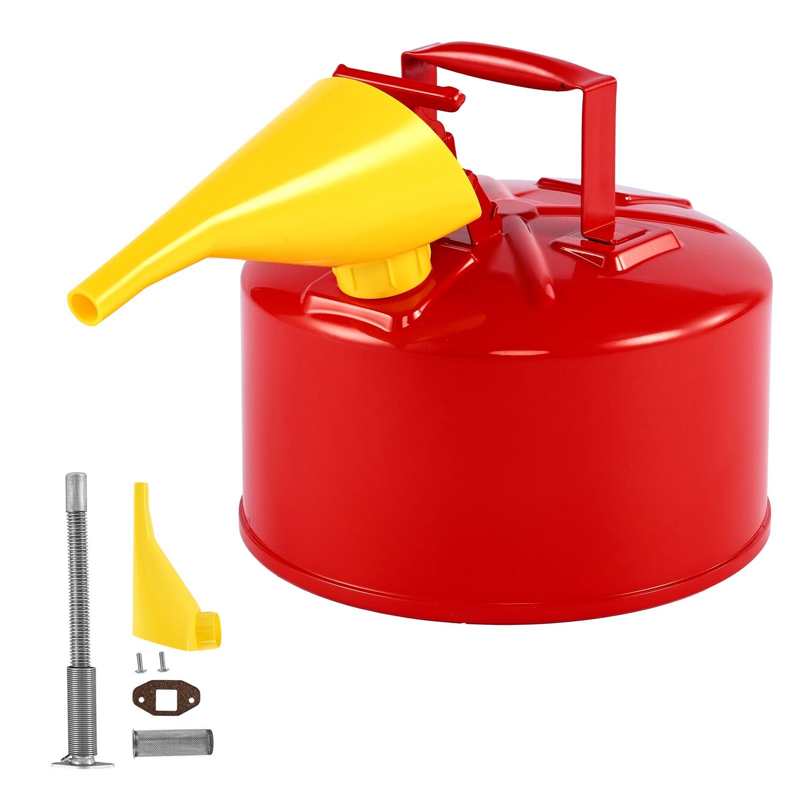 safety gas can, 2.5 gallon type i red safety can for gasoline with stainless steel flame arrester, self closing lid, and pe funnel, carbon steel flammable storage container with ergonomic handle