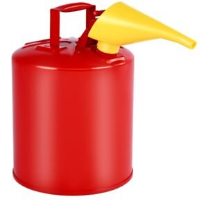 safety gas can, 5 gallon type i red safety can for gasoline with stainless steel flame arrester, self closing lid, and pe funnel, carbon steel flammable storage container with ergonomic handle
