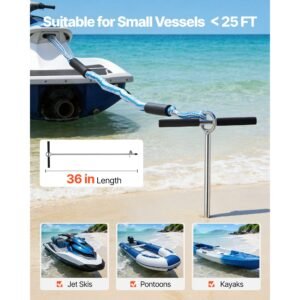 sand anchor, 36 in stainless steel beach anchor, screw in sand boat anchors with spiral blade, shallow water boat auger anchors, for securing jet ski pwc pontoon kayak on beaches and sandbars