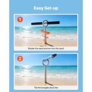 sand anchor, 36 in stainless steel beach anchor, screw in sand boat anchors with spiral blade, shallow water boat auger anchors, for securing jet ski pwc pontoon kayak on beaches and sandbars