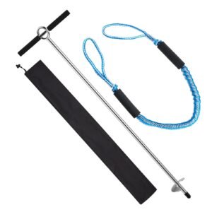 Sand Anchor, 36 in Stainless Steel Beach Anchor, Screw in Sand Boat Anchors with Spiral Blade, Shallow Water Boat Auger Anchors, for Securing Jet Ski PWC Pontoon Kayak on Beaches and Sandbars