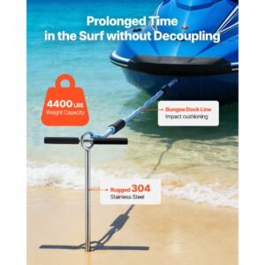 sand anchor, 36 in stainless steel beach anchor, screw in sand boat anchors with spiral blade, shallow water boat auger anchors, for securing jet ski pwc pontoon kayak on beaches and sandbars