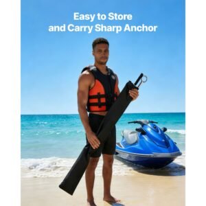 sand anchor, 36 in stainless steel beach anchor, screw in sand boat anchors with spiral blade, shallow water boat auger anchors, for securing jet ski pwc pontoon kayak on beaches and sandbars