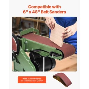 sanding belts, 6 x 48 inch belt sander sanding belts, 10pcs 80 grit aluminum oxide for woodworking, steel, aluminum, non ferrous metals