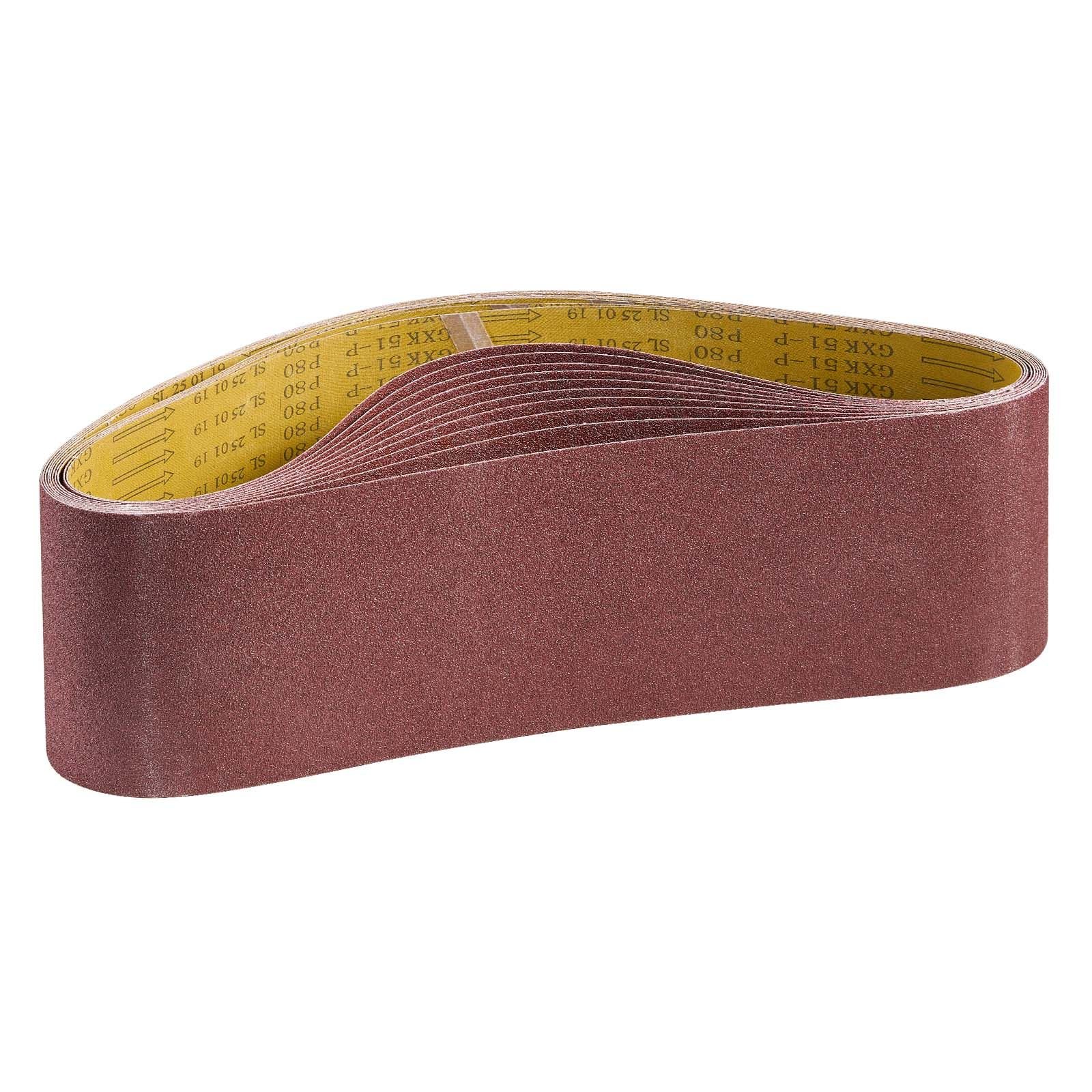 sanding belts, 6 x 48 inch belt sander sanding belts, 10pcs 80 grit aluminum oxide for woodworking, steel, aluminum, non ferrous metals