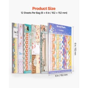 scrapbook paper, 72 sheets, 6 x 6 in mixed special paper for die cutting and embossing machine, vibrant color, patterned design for decorations, scrapbooking, card making, and diy crafting