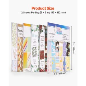 scrapbook paper, 72 sheets, 6 x 6 in mixed special patterned paper set for die cutting and embossing machine, vibrant color, for decorations, scrapbooking, card making, and diy crafting
