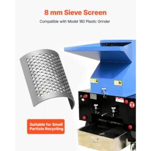 screen mesh for plastic shredder, high quality steel durable mesh, 0.315 in/8 mm high precision aperture screen, compatible with model 180 plastic grinder, suitable for small particle recycling