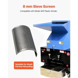 screen mesh for plastic shredder, high quality steel durable mesh, 0.315 in/8 mm high precision aperture screen, compatible with model 400 plastic grinder, suitable for small particle recycling