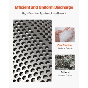 screen mesh for plastic shredder, high quality steel durable mesh, 0.315 in/8 mm high precision aperture screen, compatible with model 400 plastic grinder, suitable for small particle recycling