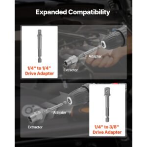 screw extractor set with drill bits, 54 pieces, easy out nut bolt extractors and drill bits, with adapters, solid storage case, cr mo steel for removing rounded, broken, or stripped fasteners
