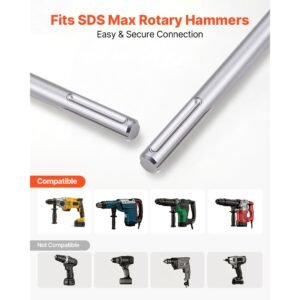 sds max floor scraper, 23.6" x 5.9" chisel bit with sds max shank, compatible with rotary hammers, heat treated 40cr alloy steel, sharp edge for removing laminate flooring, tiles, and mortar