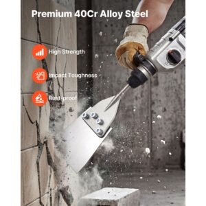 sds max floor scraper, 23.6" x 5.9" chisel bit with sds max shank, compatible with rotary hammers, heat treated 40cr alloy steel, sharp edge for removing laminate flooring, tiles, and mortar