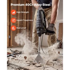 sds max scaling chisel, 13.8" x 5.9" chisel bit with sds max shank, compatible with rotary hammers, heat treated 40cr alloy steel, sharp edge for removing laminate flooring, tiles, and mortar