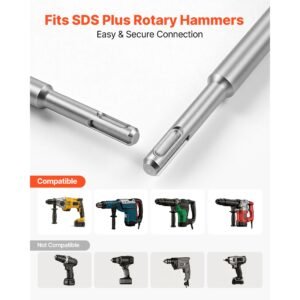sds plus chisel set, 3 pcs sds plus rotary hammer drill attachments, includes point, flat, & angled spade chisels, heat treated 40cr alloy steel, sharp edge for demolition, concrete and brick