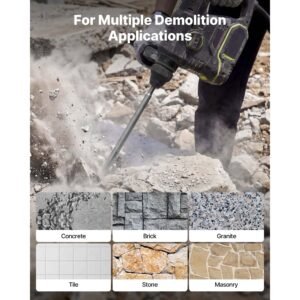 sds plus chisel set, 3 pcs sds plus rotary hammer drill attachments, includes point, flat, & angled spade chisels, heat treated 40cr alloy steel, sharp edge for demolition, concrete and brick