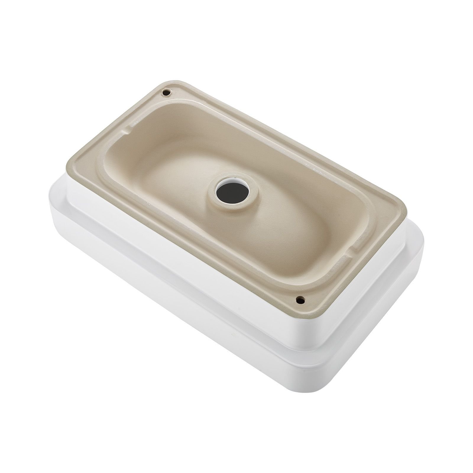 semi recessed bathroom sink, 19.29 x 12.01 inch rectangular white ceramic vessel sink with 1 3/4 inch drain hole, drop in modern lavatory vanity bath wash bowl basin, rectangle for small space